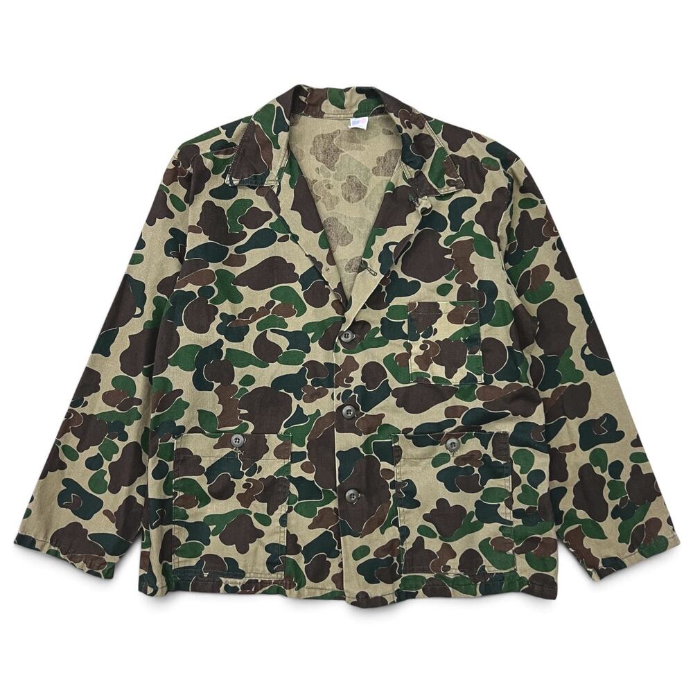 True Vintage Duck Camo Chore Jacket Shirt USA Made Hunting Workwear Light Coat